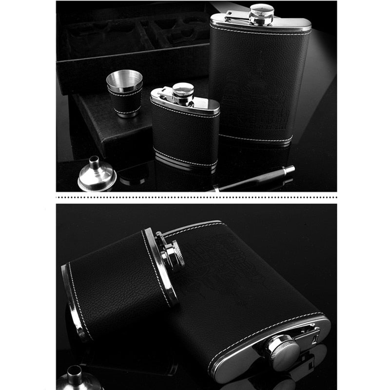 Lisslune | 9oz High-Quality Stainless Steel 304 Flask Set Whiskey Wine Bottle Alcohol Drink Bottle Travel Drinkware For Gifts