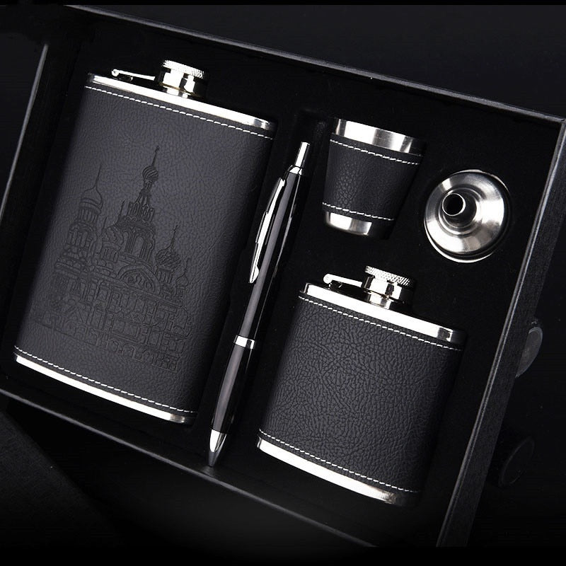 Lisslune | 9oz High-Quality Stainless Steel 304 Flask Set Whiskey Wine Bottle Alcohol Drink Bottle Travel Drinkware For Gifts