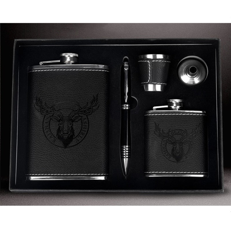 Lisslune | 9oz High-Quality Stainless Steel 304 Flask Set Whiskey Wine Bottle Alcohol Drink Bottle Travel Drinkware For Gifts