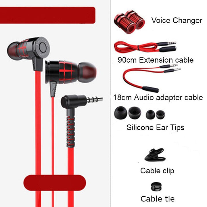 Lisslune | In-Ear Wired Earphones with Microphone, Extended 3.5mm Y-Splitter, 2 Voice Changers and Extension Cable for PC, Laptops, Gaming and Online Meetings