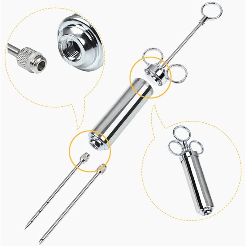 Lisslune | Stainless Steel Meat Marinade Injector, with 3 Needles, for Meats, Turkey, Brisket