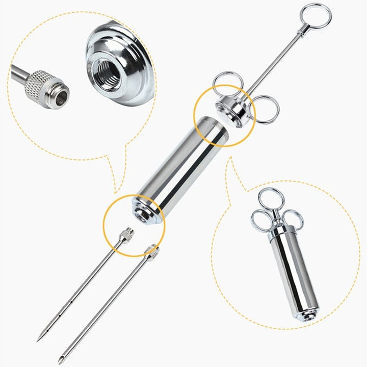 Lisslune | Stainless Steel Meat Marinade Injector, with 3 Needles, for Meats, Turkey, Brisket