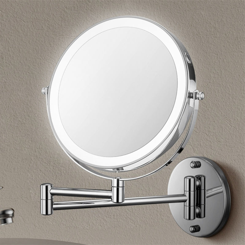 Lisslune | Rechargeable Wall Mounted Shaving Mirror | 360° Rotation. 1X/10X Magnification & Adjustable LED Lighting for Bathroom Use