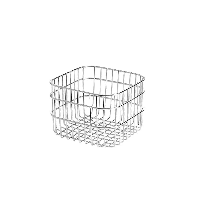 Rynx | 304 Stainless Steel Drain Basket Household Kitchen Storage Basket Square Fruit Vegetable Basket Cosmetic Storage Basket