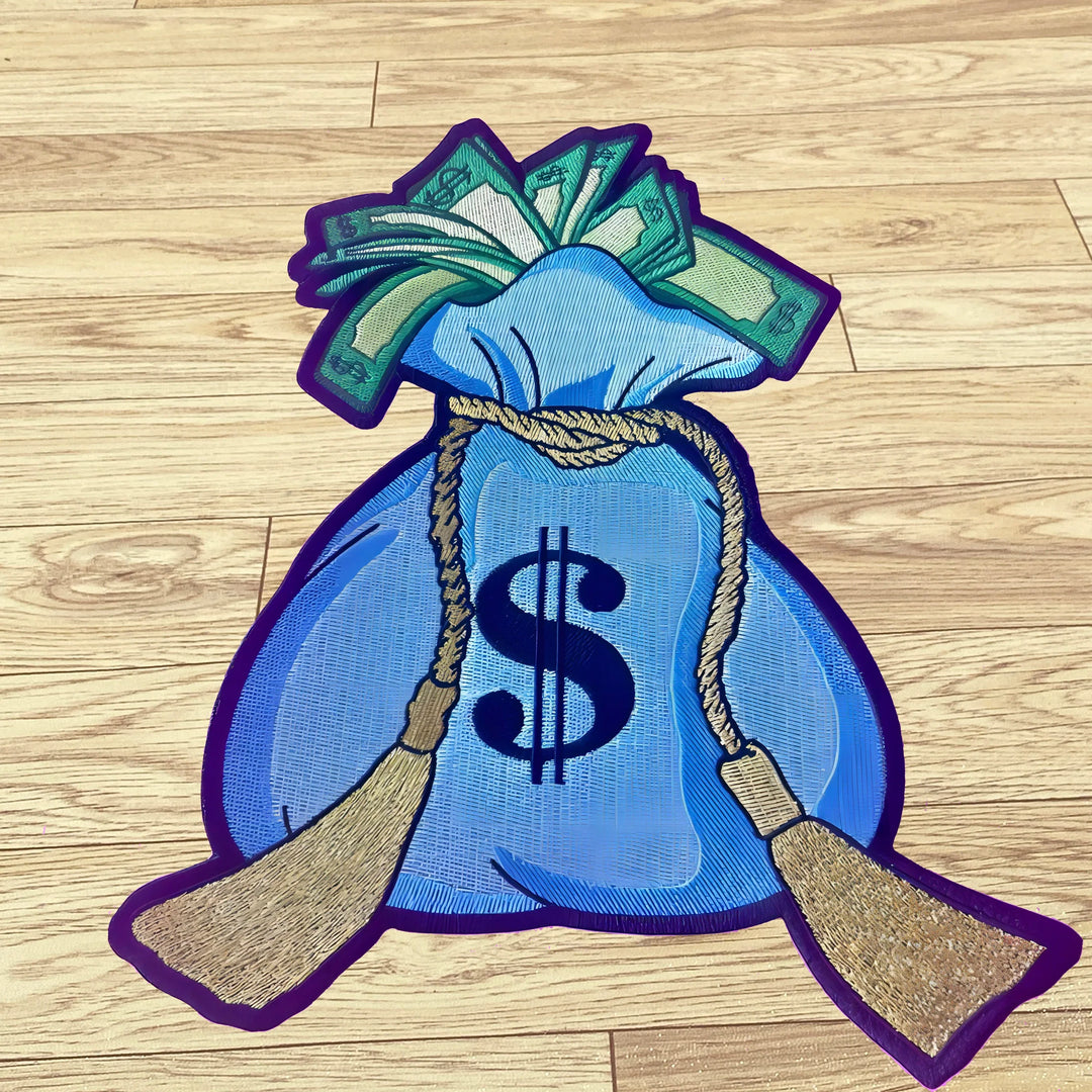 Rynx | Blue Wallet Soft Rug Flannel Rug Digital Printing Technology Housewarming Gift Customizable Non-Slip Decorative Mat
