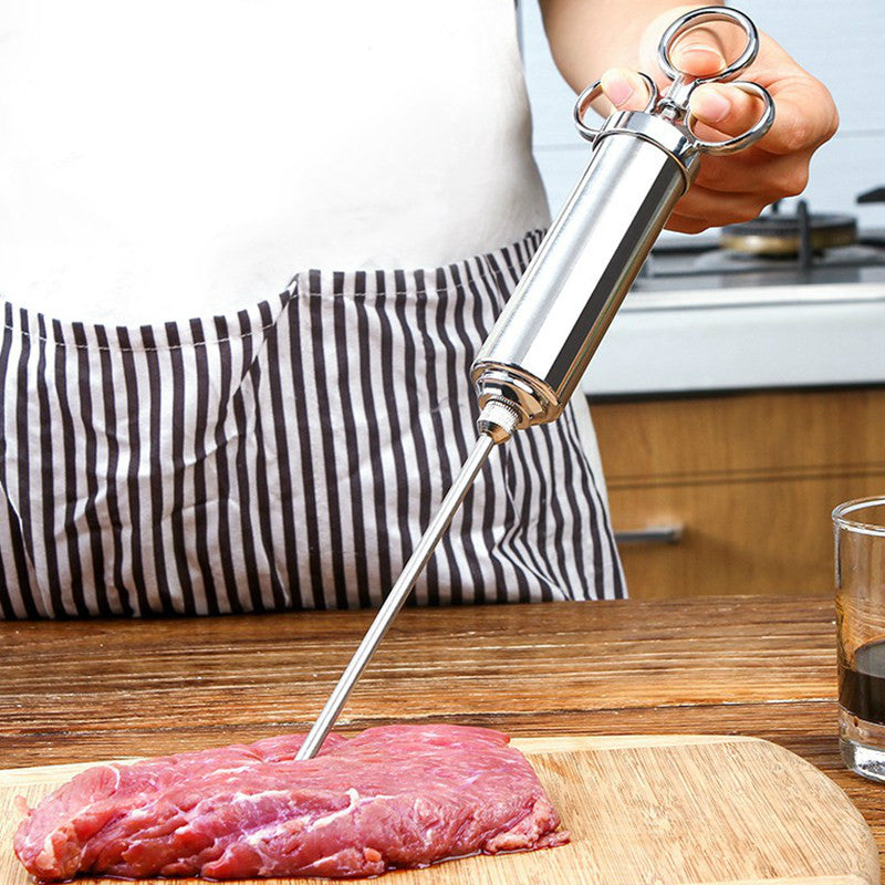 Lisslune | Stainless Steel Meat Marinade Injector, with 3 Needles, for Meats, Turkey, Brisket