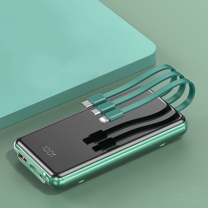 Lisslune | 10000mAh Power Bank, with Built-in Charging Cables, 4 Outputs and 3 Inputs, 22.5W/PD18W Fast Charging