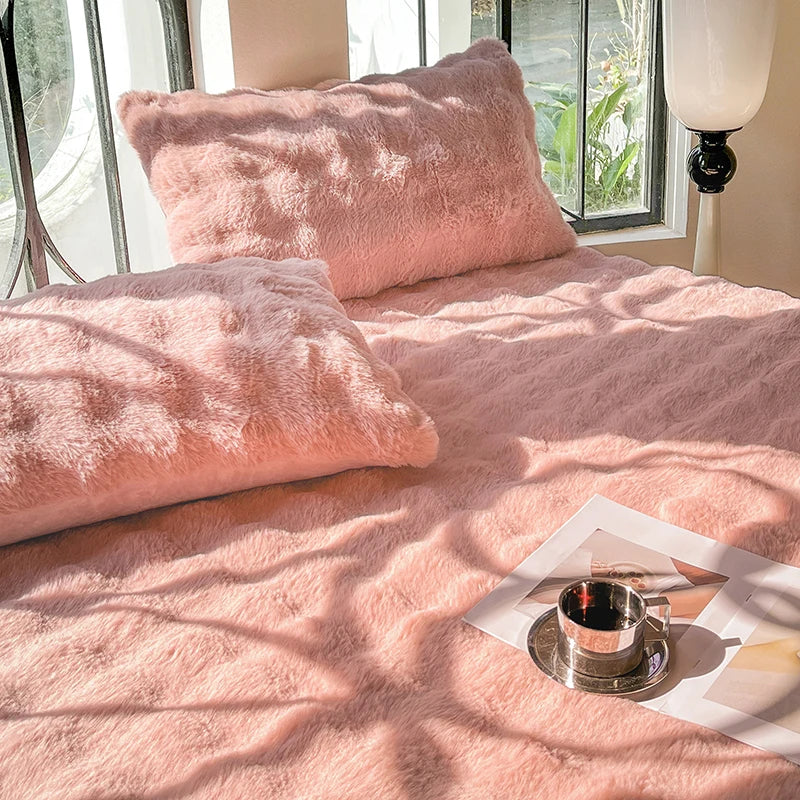 Rynx | Rabbit Plush Pillowcase 48x74cm 2 pcs. Soft Warm Fluffy Reversible Pillowcase Decorative Pillowcase for Beds Home Decoration