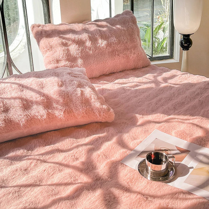 Rynx | Rabbit Plush Pillowcase 48x74cm 2 pcs. Soft Warm Fluffy Reversible Pillowcase Decorative Pillowcase for Beds Home Decoration