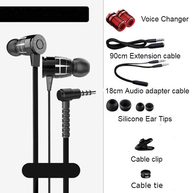 Lisslune | In-Ear Wired Earphones with Microphone, Extended 3.5mm Y-Splitter, 2 Voice Changers and Extension Cable for PC, Laptops, Gaming and Online Meetings