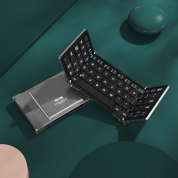 Lisslune | Foldable Rechargeable Wireless Keyboard with Leather Case, for Android Windows iOS Tablet & Laptop