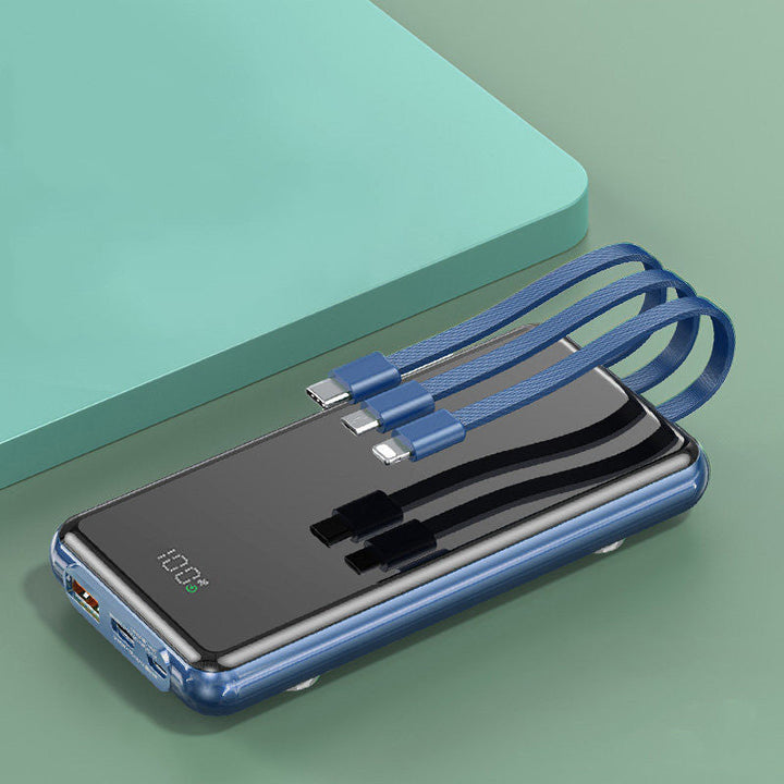Lisslune | 10000mAh Power Bank, with Built-in Charging Cables, 4 Outputs and 3 Inputs, 22.5W/PD18W Fast Charging