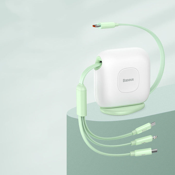 Lisslune | 3-in-1 Retractable Rotatable Charging Cable, with Lightning, Type-C & Micro, for Phone & Tablets