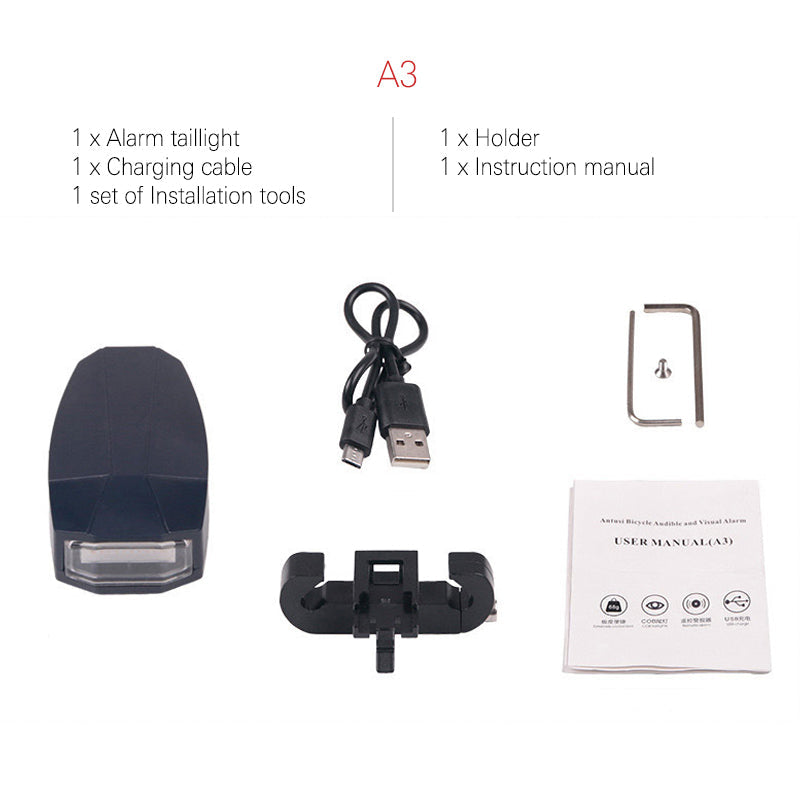 Lisslune | Bicycle Rear Light Remote Control Alarm Lock