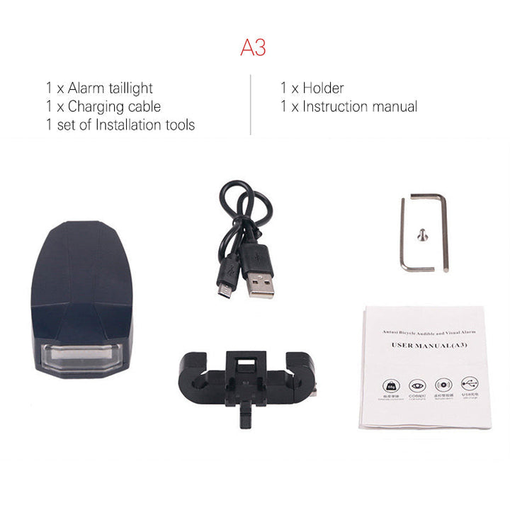 Lisslune | Bicycle Rear Light Remote Control Alarm Lock