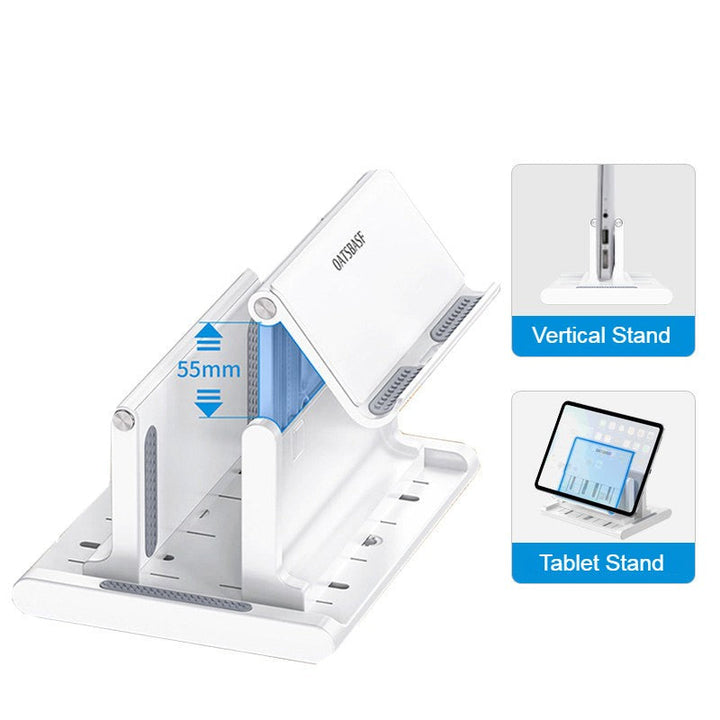 Lisslune | Vertical Laptop Stand, with Extra Phone/Tablet Holder, for Home & Office
