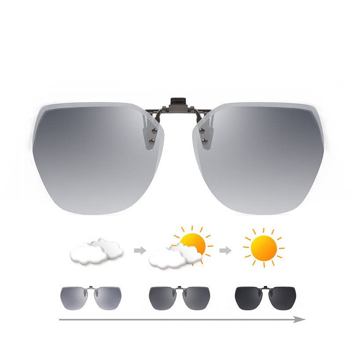 Lisslune | Clip-on Rimless Polarized Sunglasses, with Anti-glare and Flip-Up Design, for Outdoor/Driving