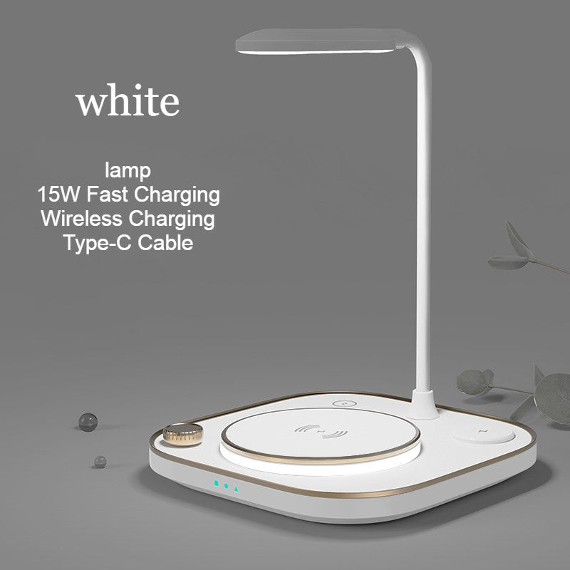 Lisslune | 5-in-1 Desktop Lamp with 3 Wireless Charging Modules & Adjustable Light, for Home & Office