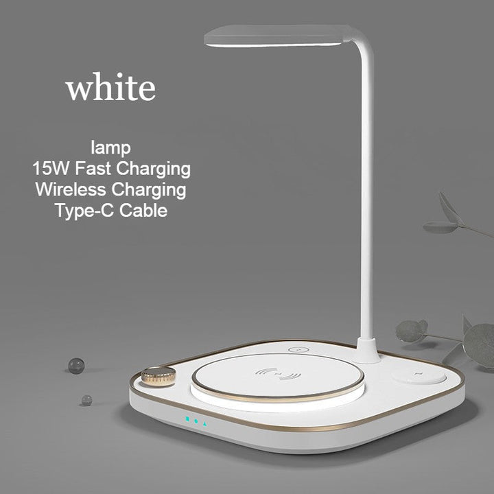 Lisslune | 5-in-1 Desktop Lamp with 3 Wireless Charging Modules & Adjustable Light, for Home & Office