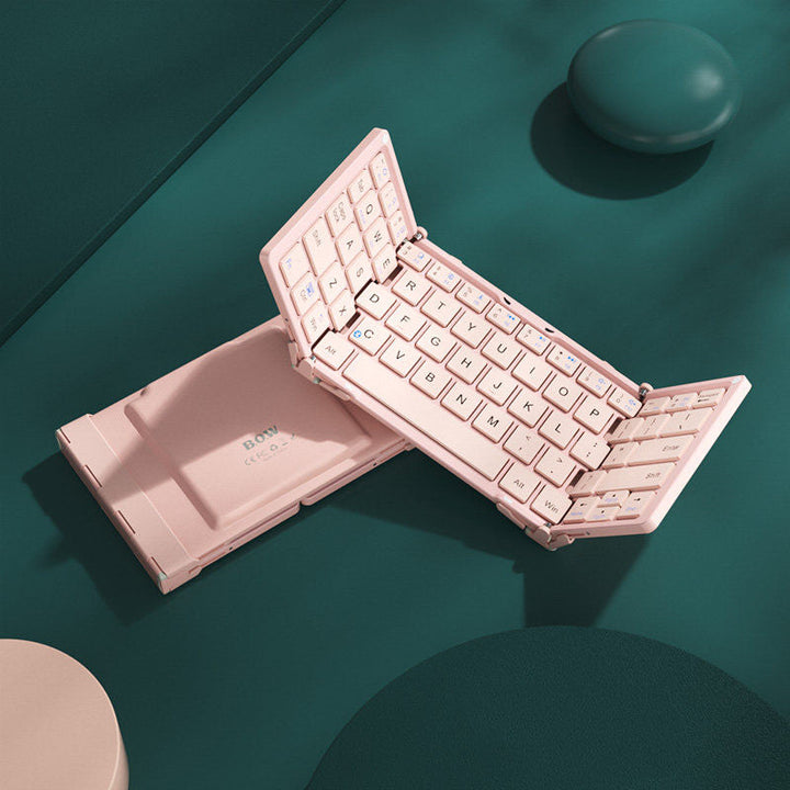 Lisslune | Foldable Rechargeable Wireless Keyboard with Leather Case, for Android Windows iOS Tablet & Laptop