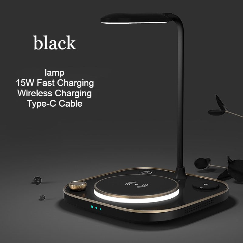 Lisslune | 5-in-1 Desktop Lamp with 3 Wireless Charging Modules & Adjustable Light, for Home & Office