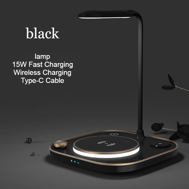 Lisslune | 5-in-1 Desktop Lamp with 3 Wireless Charging Modules & Adjustable Light, for Home & Office