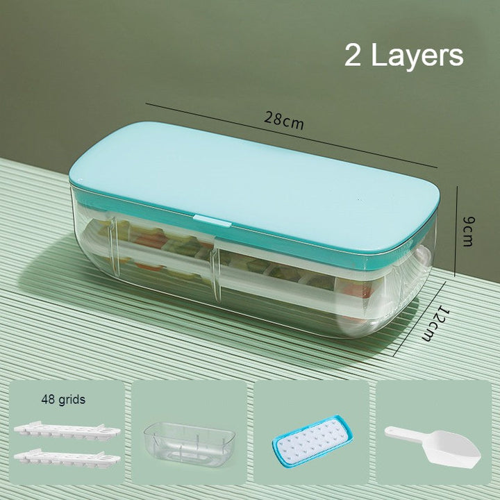 Lisslune | 2-Tier 48 Grids Ice Cube Tray, with Clear Ice Cube Storage Box