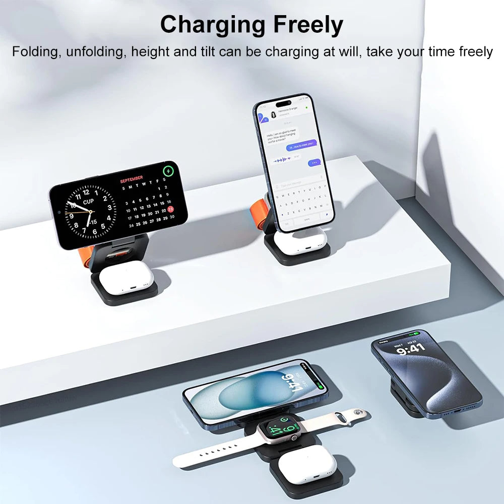 Lisslune | 3 in 1 foldable magnetic wireless charging station