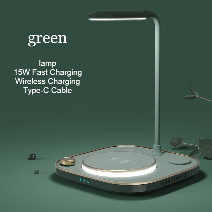 Lisslune | 5-in-1 Desktop Lamp with 3 Wireless Charging Modules & Adjustable Light, for Home & Office