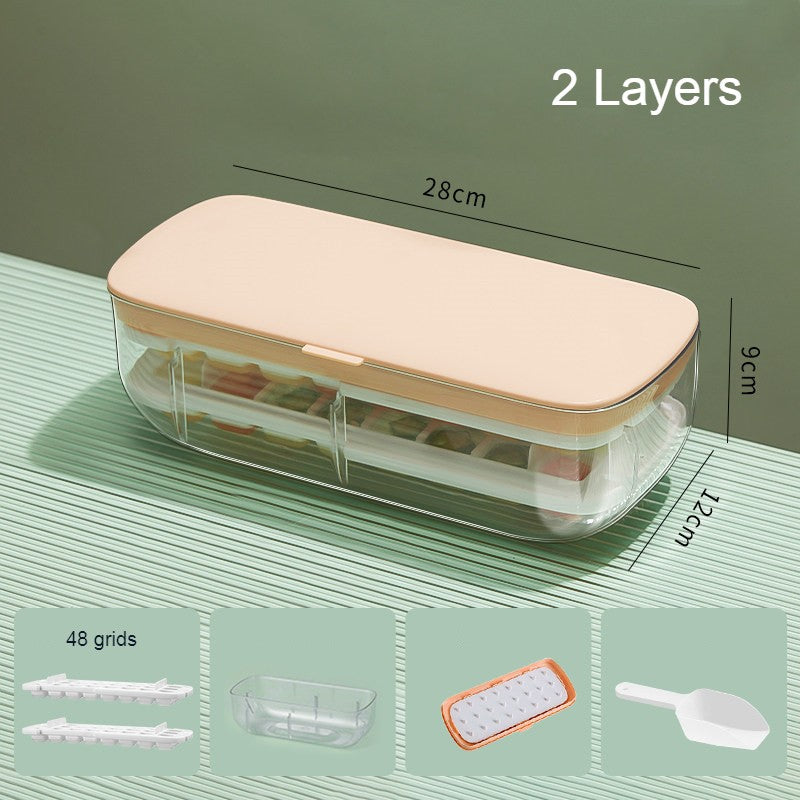 Lisslune | 2-Tier 48 Grids Ice Cube Tray, with Clear Ice Cube Storage Box