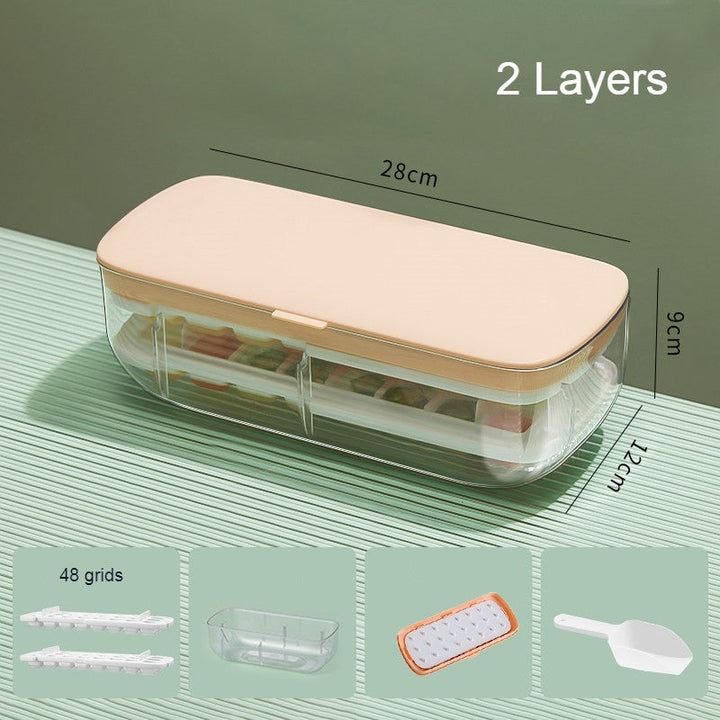Lisslune | 2-Tier 48 Grids Ice Cube Tray, with Clear Ice Cube Storage Box