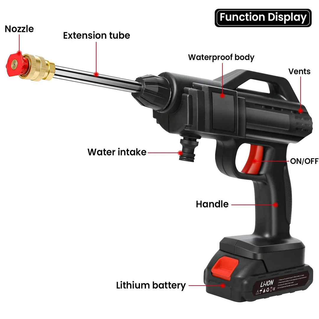 Lisslune | Cordless High Pressure Washer – Portable Jet Cleaner with Lithium Battery & Adjustable Nozzle