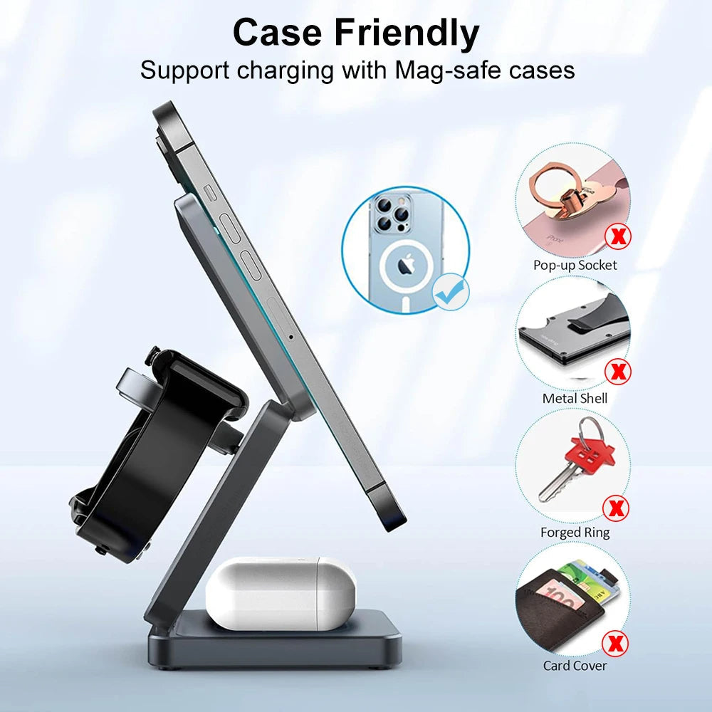 Lisslune | 3 in 1 foldable magnetic wireless charging station