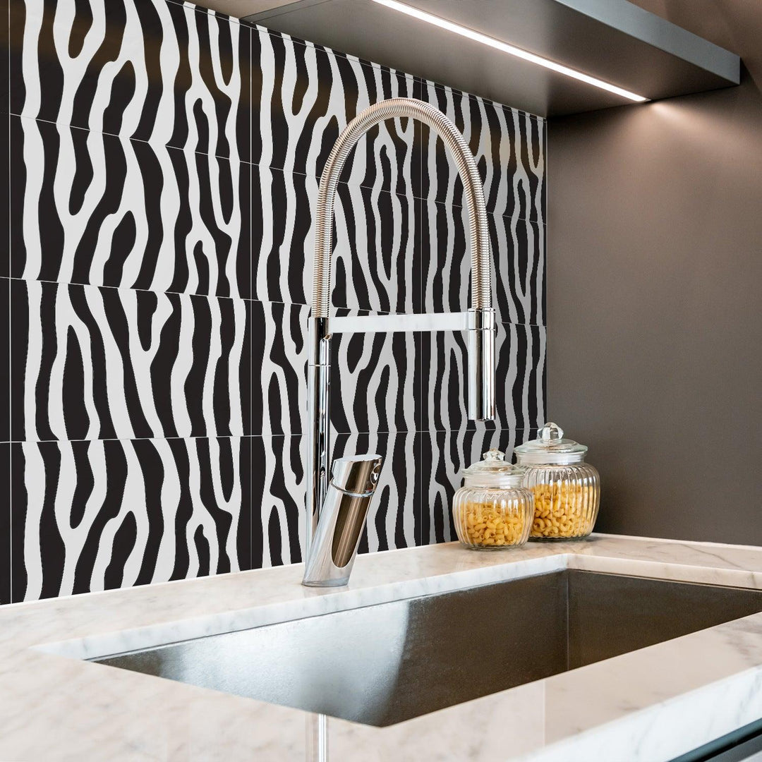 Lisslune | Zebra Chic City Lights Brick Stickers - Stylish urban home decor upgrade