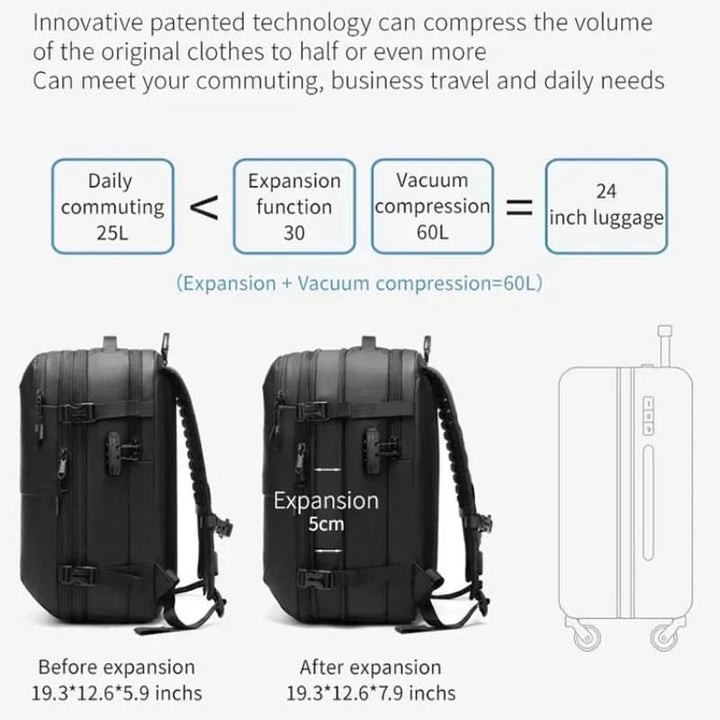 Lisslune | Compressible travel backpack with laptop compartment