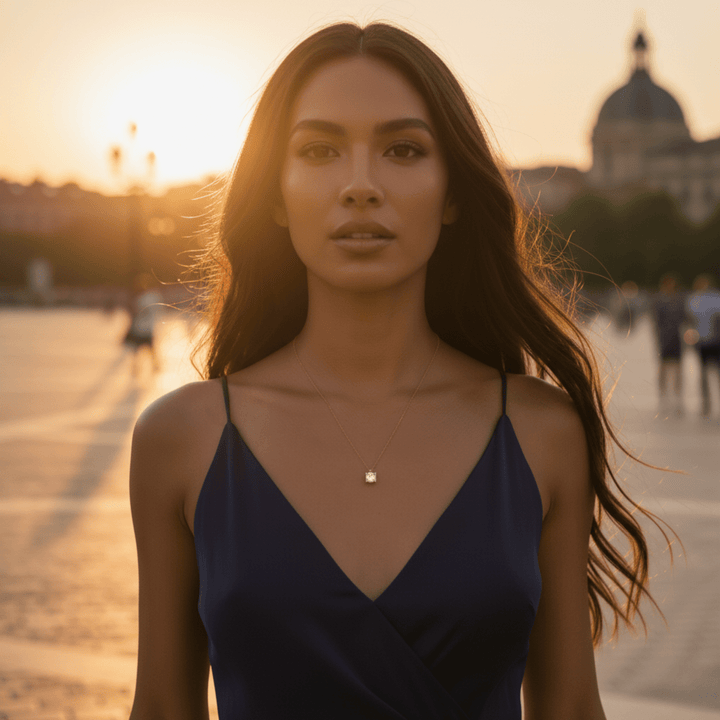 Lisslune | Gold-plated 925 silver necklace with round zirconia pendant