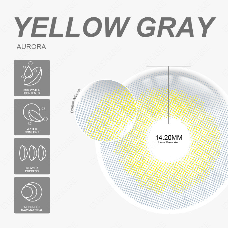 Rynx Aurora Yellow Gray 14.2mm 1 Pair | 1 Year