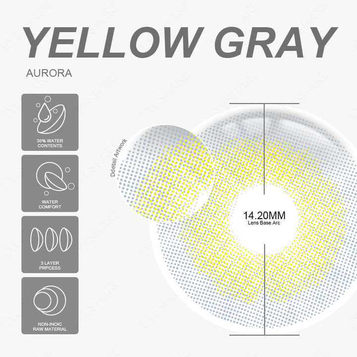 Rynx Aurora Yellow Gray 14.2mm 1 Pair | 1 Year
