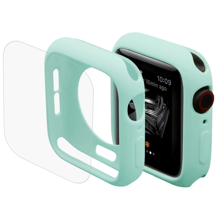 Lisslune | ENKAY Hat-Prince 2 in 1 TPU half-covered protective case + 3D full-screen PET curved heat-bending HD screen film for Apple Watch Series 5 & 4 40mm (Green)