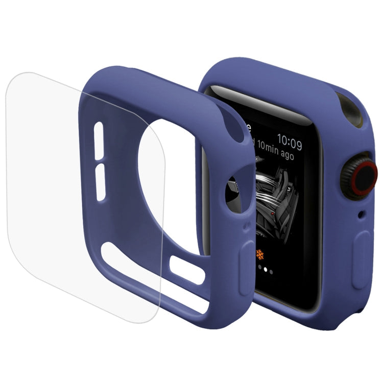 Lisslune | ENKAY Hat-Prince 2 in 1 TPU Semi-coated Protective Case + 3D Full Screen PET Curved Heat Bend HD Screen Protector for Apple Watch Series 5 & 4 40mm (Blue)