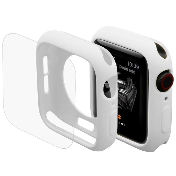 Lisslune | ENKAY Hat-Prince 2 in 1 TPU semi-closed protective case + 3D full screen PET curved heat bend HD screen protector for Apple Watch Series 5 & 4 40mm (White)
