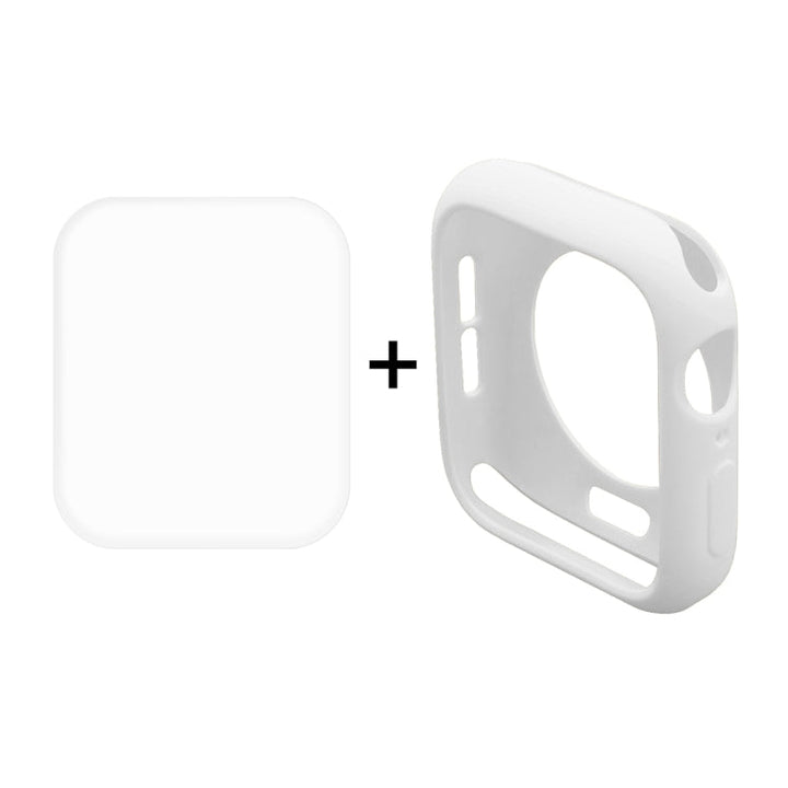 Lisslune | ENKAY Hat-Prince 2 in 1 TPU semi-closed protective case + 3D full screen PET curved heat bend HD screen protector for Apple Watch Series 5 & 4 40mm (White)