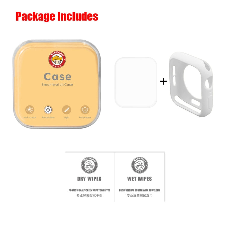 Lisslune | ENKAY Hat-Prince 2 in 1 TPU semi-closed protective case + 3D full screen PET curved heat bend HD screen protector for Apple Watch Series 5 & 4 40mm (White)