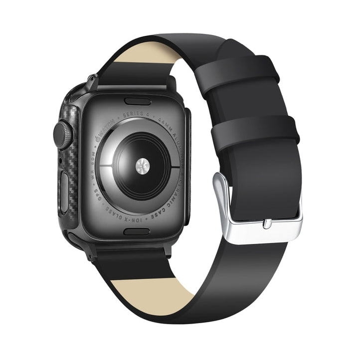 Lisslune | ENKAY Hat-Prince 2 in 1 carbon fiber texture TPU semi-coated shell + 3D full screen PET curved heat bending HD screen protector for Apple Watch Series 5 & 4 40mm