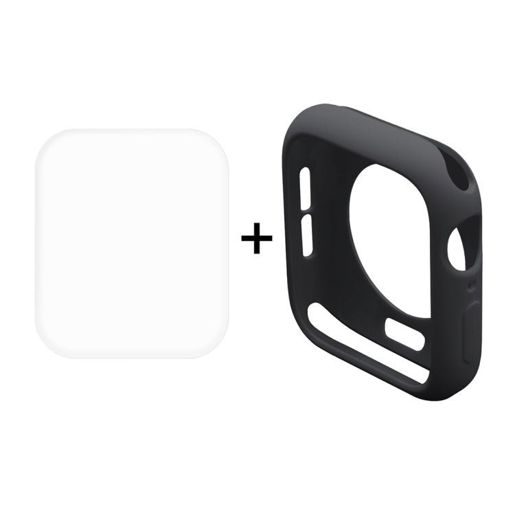 Lisslune | ENKAY Hat-Prince 2 in 1 TPU semi-dressed protective case + 3D Full Screen PET curved heat-bend HD screen protector for Apple Watch Series 5 & 4 44mm (Black)