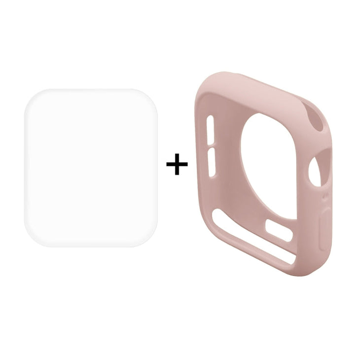 Lisslune | ENKAY Hat-Prince 2 in 1 TPU semi-protected shell + 3D full-screen PET curved heat bend HD screen protector for Apple Watch Series 5 & 4 44mm (Pink)