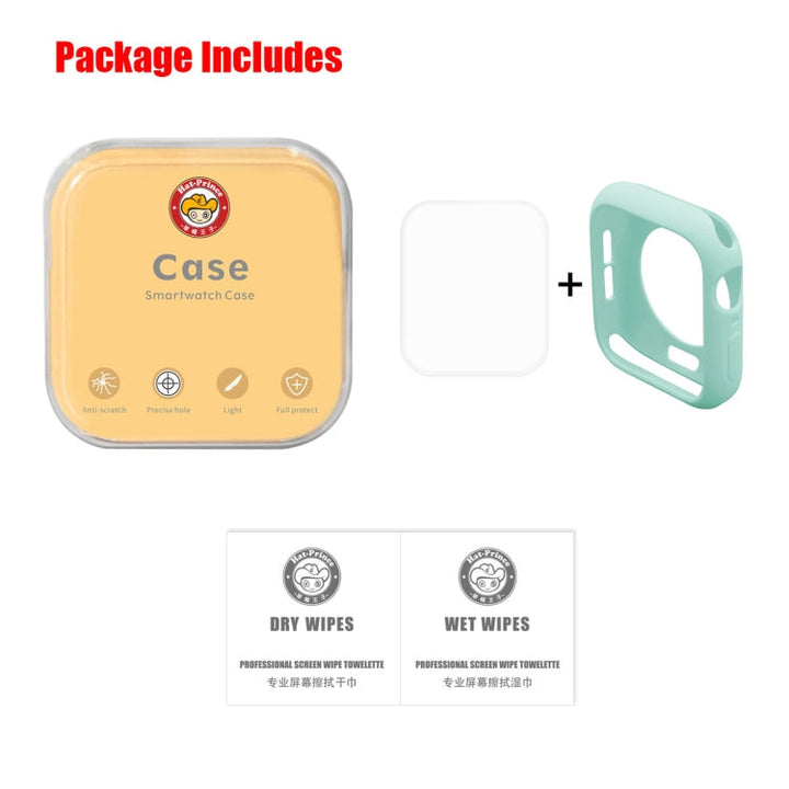 Lisslune | ENKAY Hat-Prince 2 in 1 TPU semi-clear protective case + 3D full-screen PET curved heat-bending HD screen protector for Apple Watch Series 5 & 4 44mm (Green)