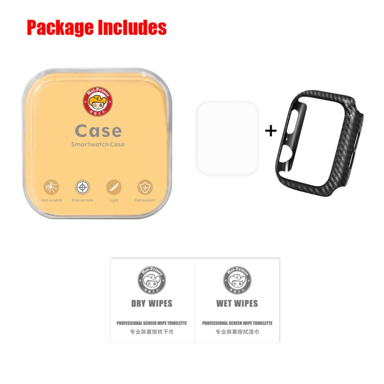 Lisslune | ENKAY Hat-Prince 2 in 1 Carbon fiber texture TPU semi-enclosed protective case + 3D full screen PET curved heat bend HD screen protector for Apple Watch Series 5 & 4 44mm