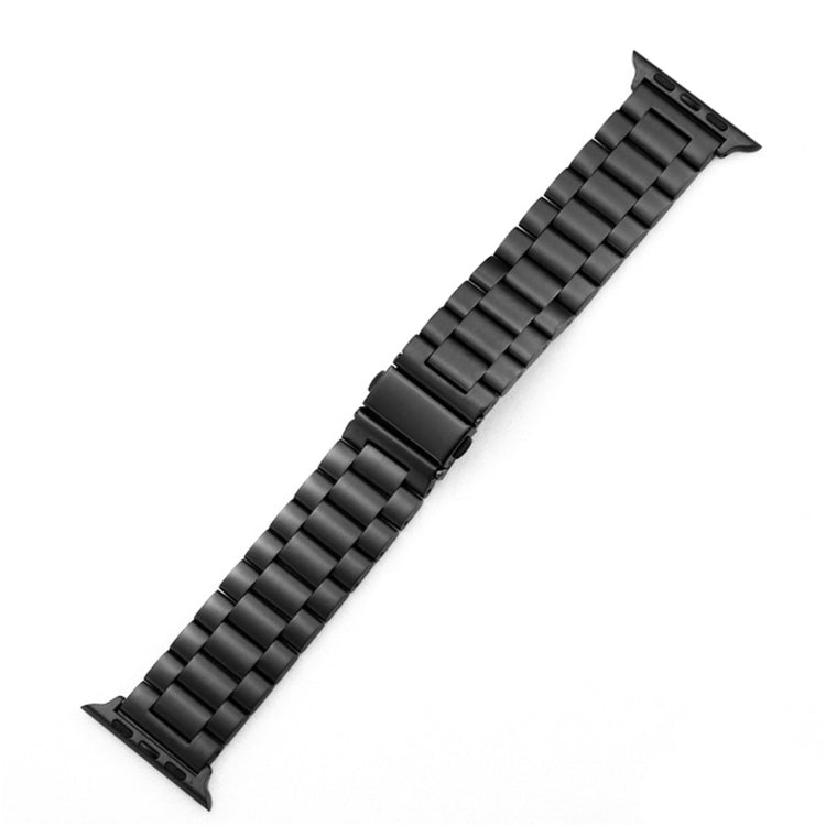 Lisslune | For Apple Watch Series 10 42mm / 9&8&7 41mm / SE 3&SE 2&6&SE&5&4 40mm / 3&2&1 38mm Foldable clasp 3 beads Stainless steel bracelet (Black)