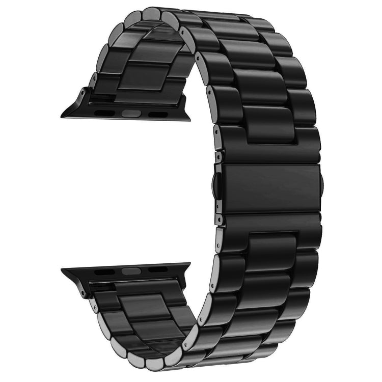 Lisslune | For Apple Watch Series 10 42mm / 9&8&7 41mm / SE 3&SE 2&6&SE&5&4 40mm / 3&2&1 38mm Foldable clasp 3 beads Stainless steel bracelet (Black)